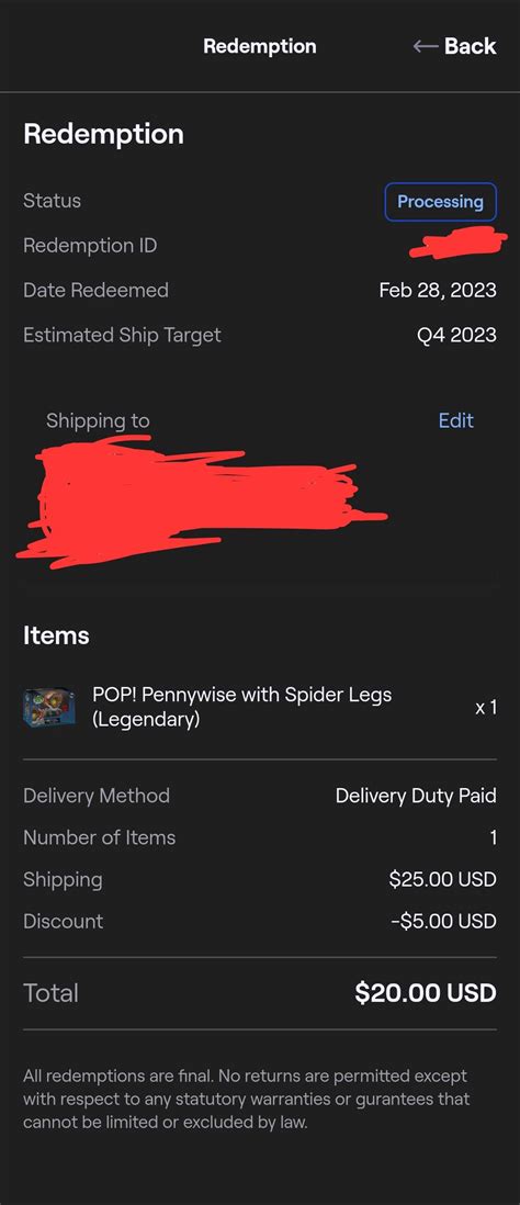 Does anyone have experience with redeeming a big amount from .